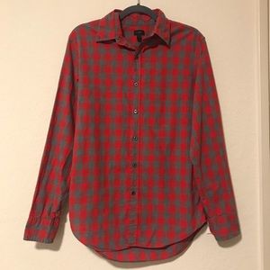 J. Crew men’s red/gray plaid button down shirt (S)